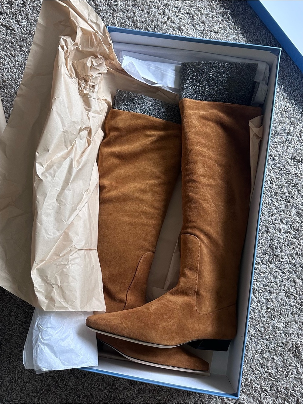 STAUD Tan Suede Boots Wally Flat